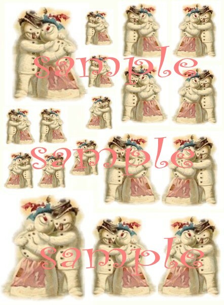 Victorian Mr & Mrs Snowman Waterslide Decals