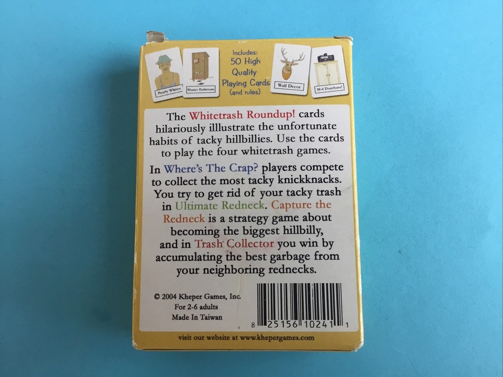 White Trash Roundup Novelty Card Game / 4 Games using 1 Deck Complete NICE