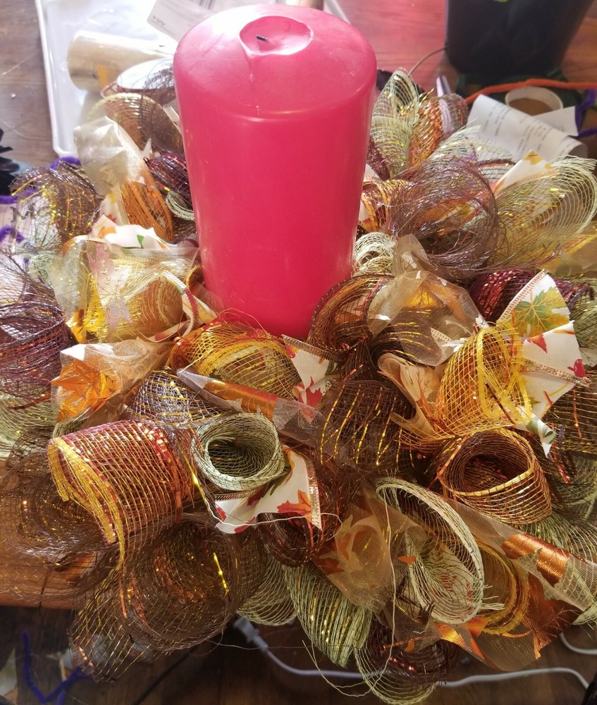 8 inch fall mesh candle centerpiece