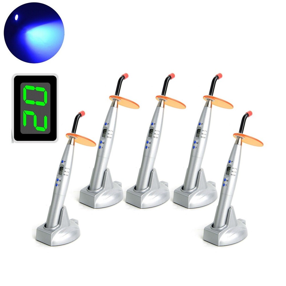 5Pcs Dental LED Curing Light 3 Mode 10W Gradually Flashing All Light Mode Silver