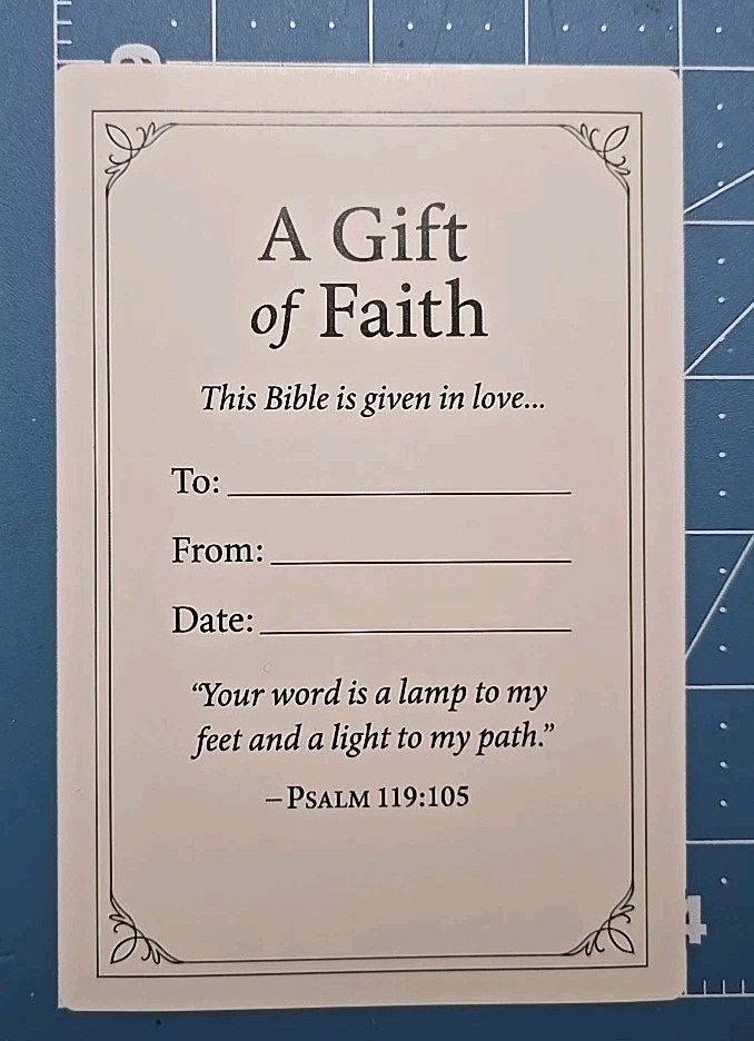Bible Presentation Cover StickerGift Page Correction LabelRe-dedication 4x6"