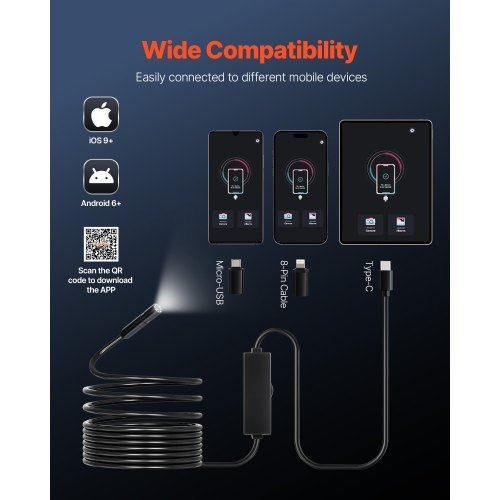 Endoscope Camera 1920P HD Borescope for Android & IOS with 16.4FT Cable