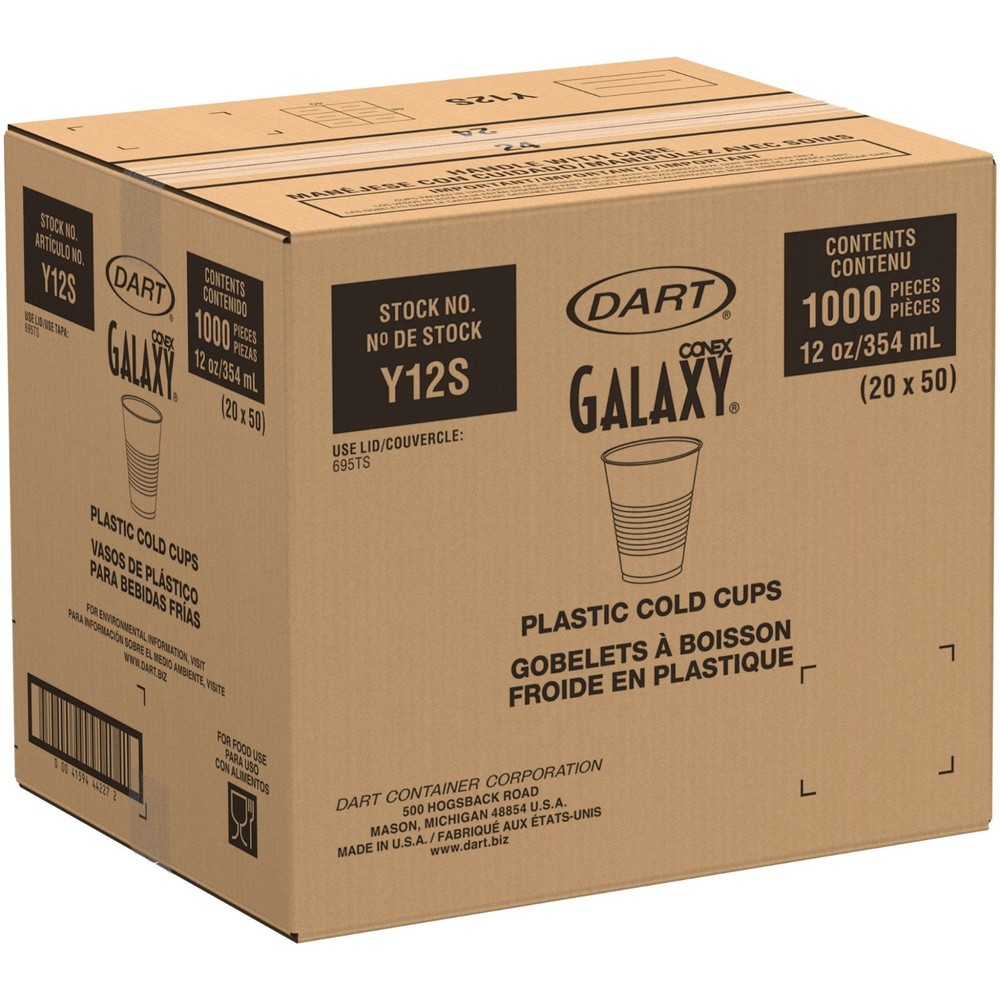 Dart Y12S Conex Galaxy 12 oz Cold Cup Translucent Polystyrene 1,000/Case