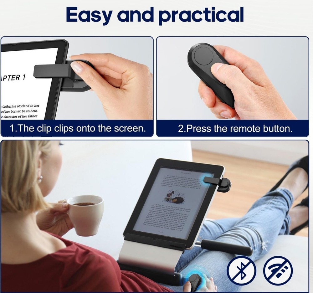 RF Remote Control Page Turner for Kindle Paperwhite Accessories Tablets Reading