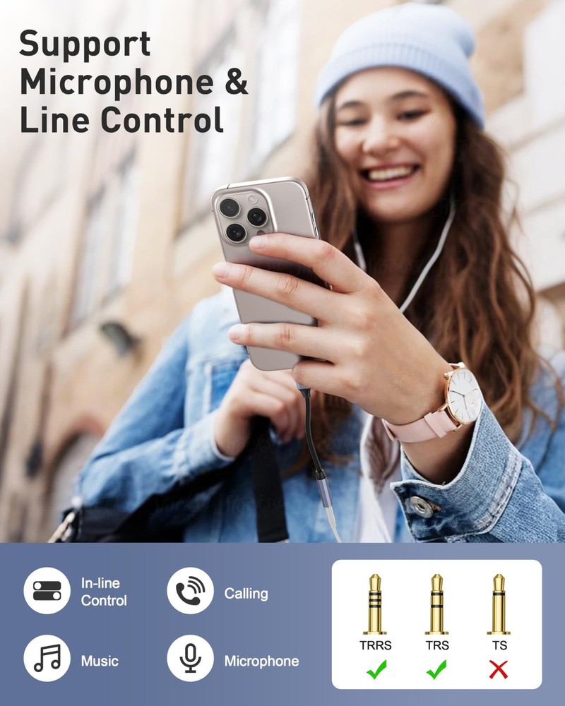 BENFEI USB C to Audio Jack Adapter with DAC chipset, USB-C 3.5mm Grey
