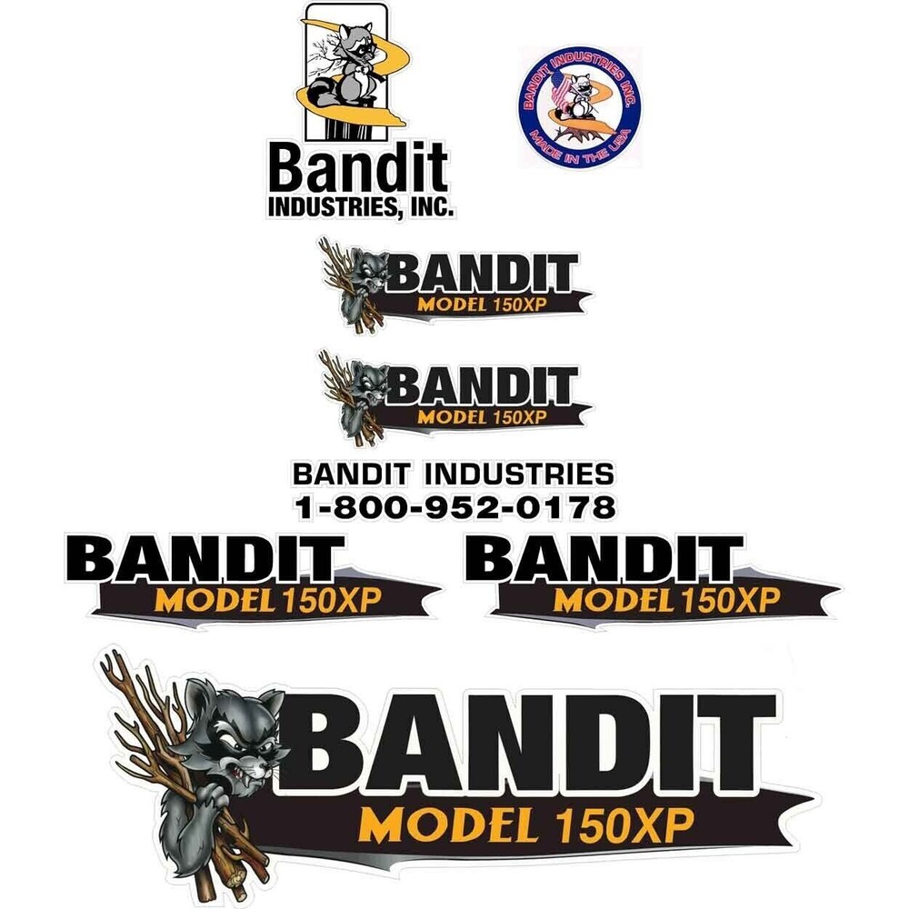 BANDIT 150XP WOOD CHIPPER REPLACEMENT LOGO DECAL KIT