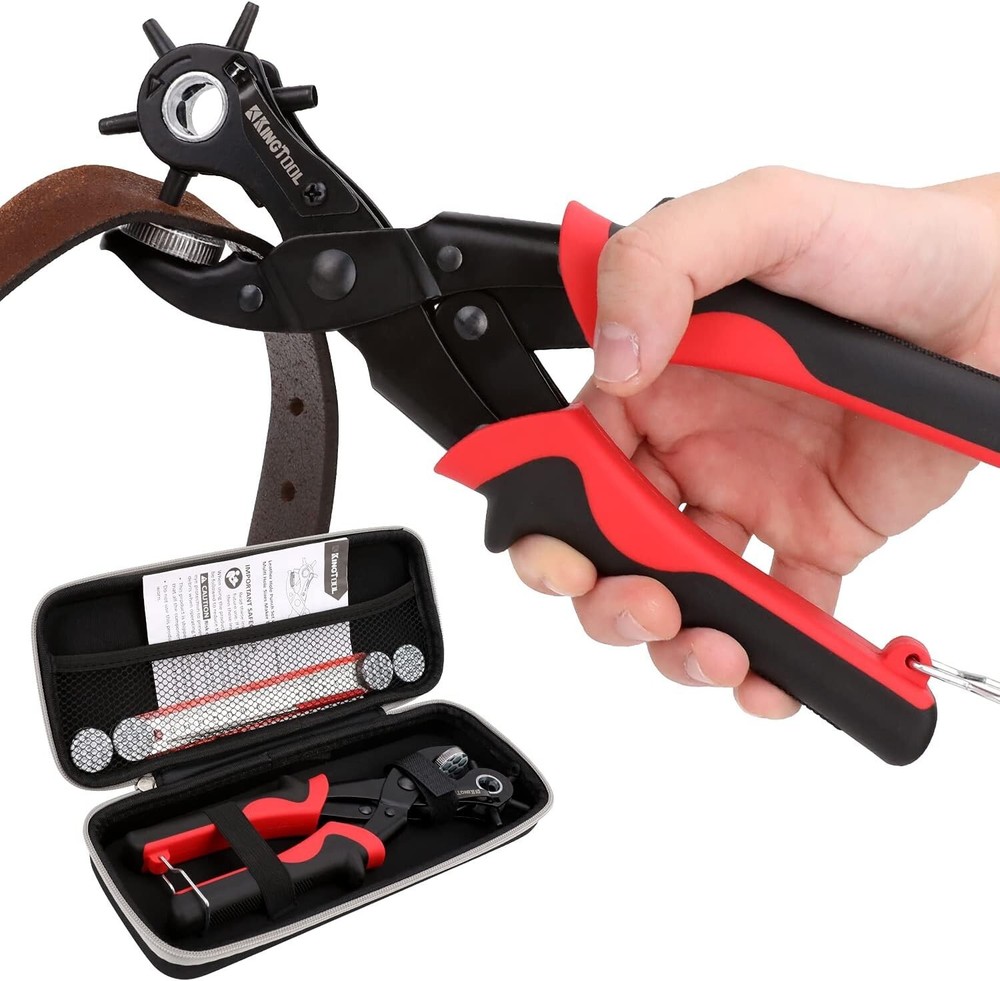 KingTool Leather Hole Punch Set Super Heavy Duty Rotary Assorted Colors