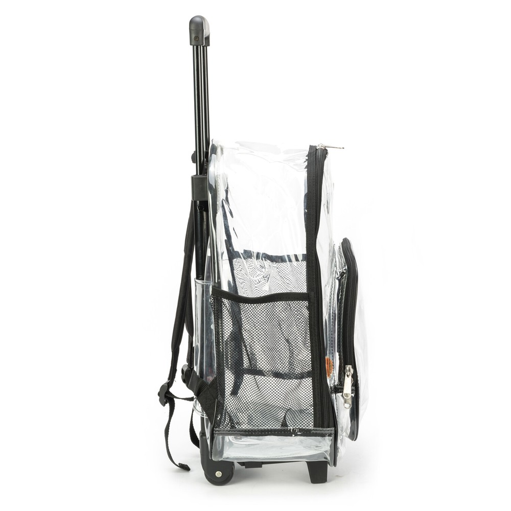 17" Rolling Clear School Backpack Heavy Duty Transparent See Thru Bag w/ wheels