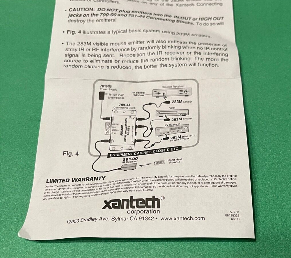 Xantech 283M Blink-IR Mouse Emitter. NOS