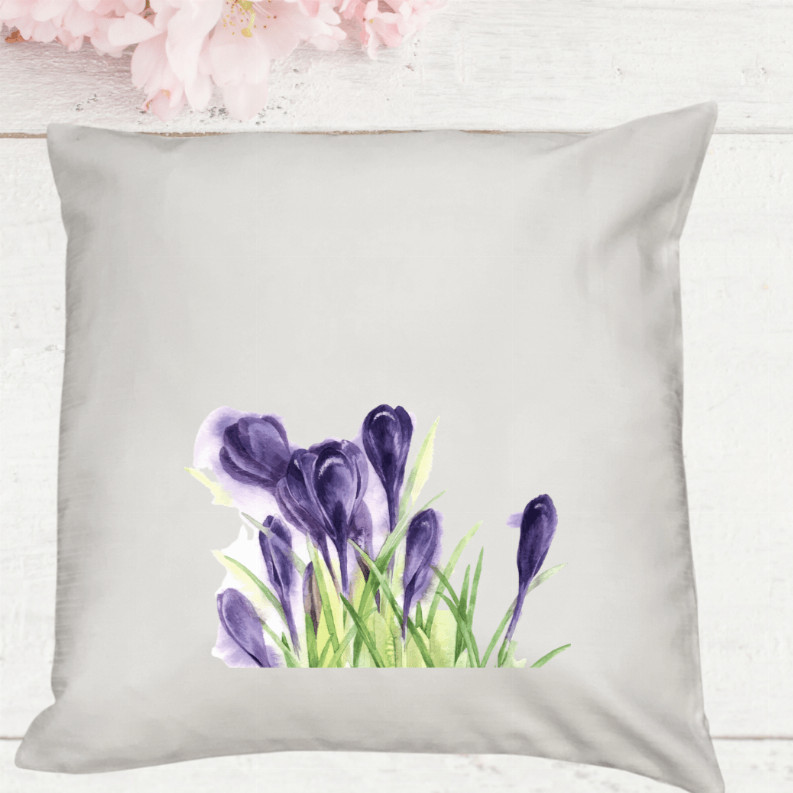 Crocus Pillow Cover White Pillow 18"x18"