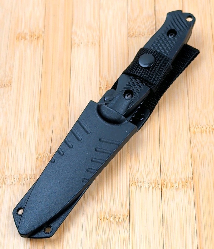 8" BLACK Mini Combat Knife w/ Polymer Handle & Sheath, 3.5" Fixed Blade, NEW