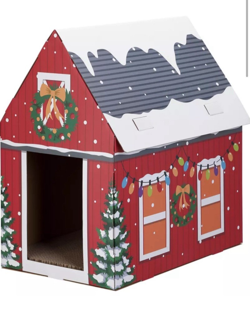 Paws & Claws Cardboard Cat Barn With Scratcher