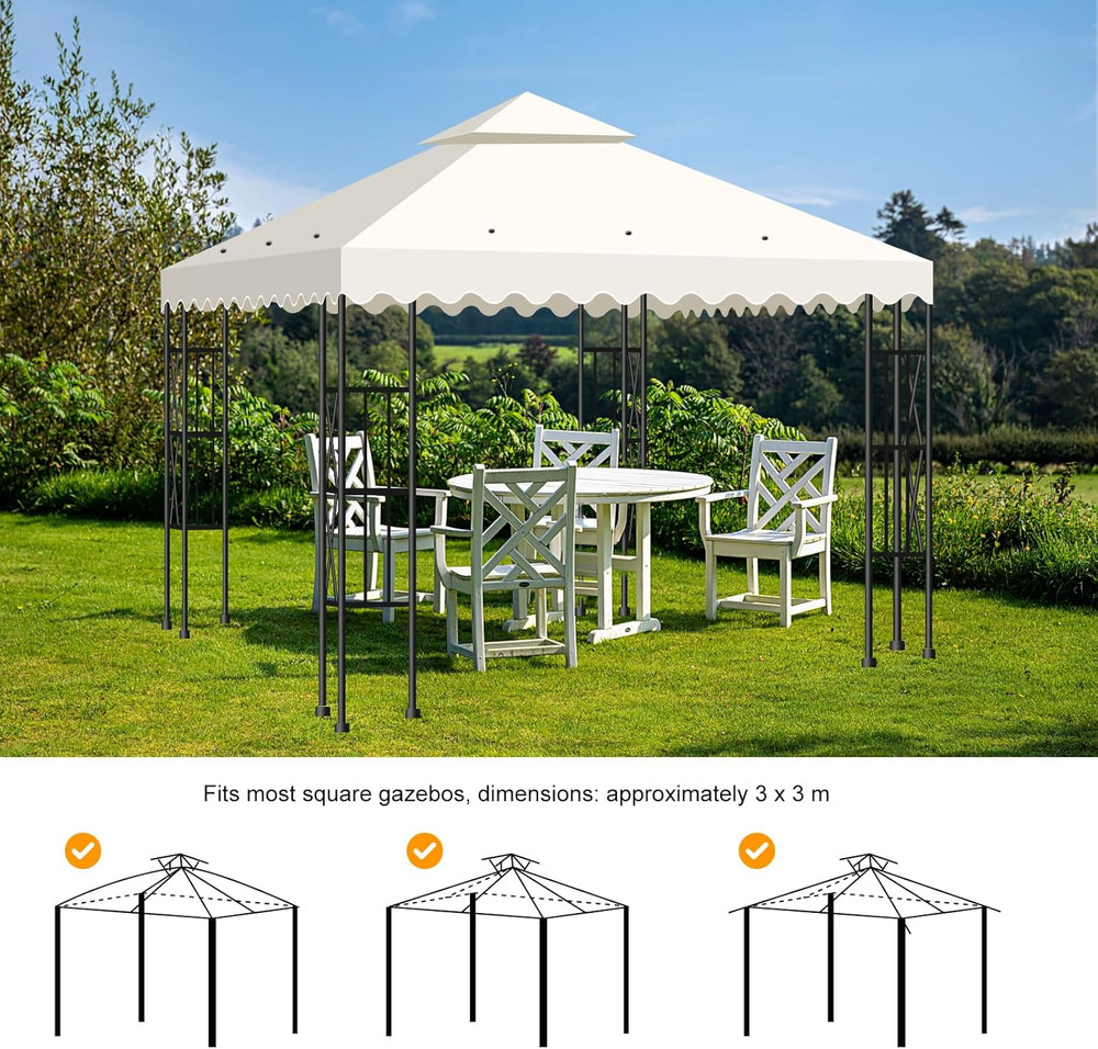 10X10 Double Tiered Gazebo Replacement Canopy, Upgraded 300D Polyester Heavy Dut