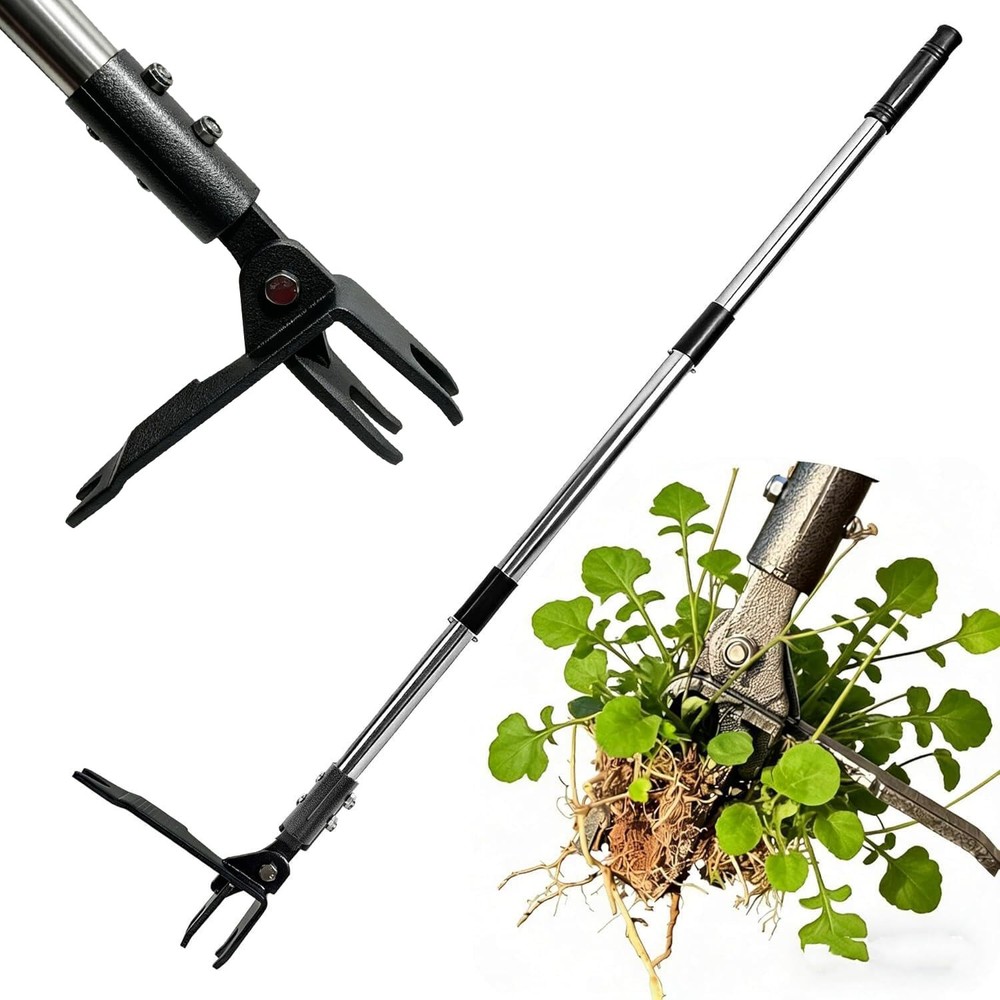 Weed Puller Tool Stand Up Hand Weeder with Adjustable 4 CLAWS, Black