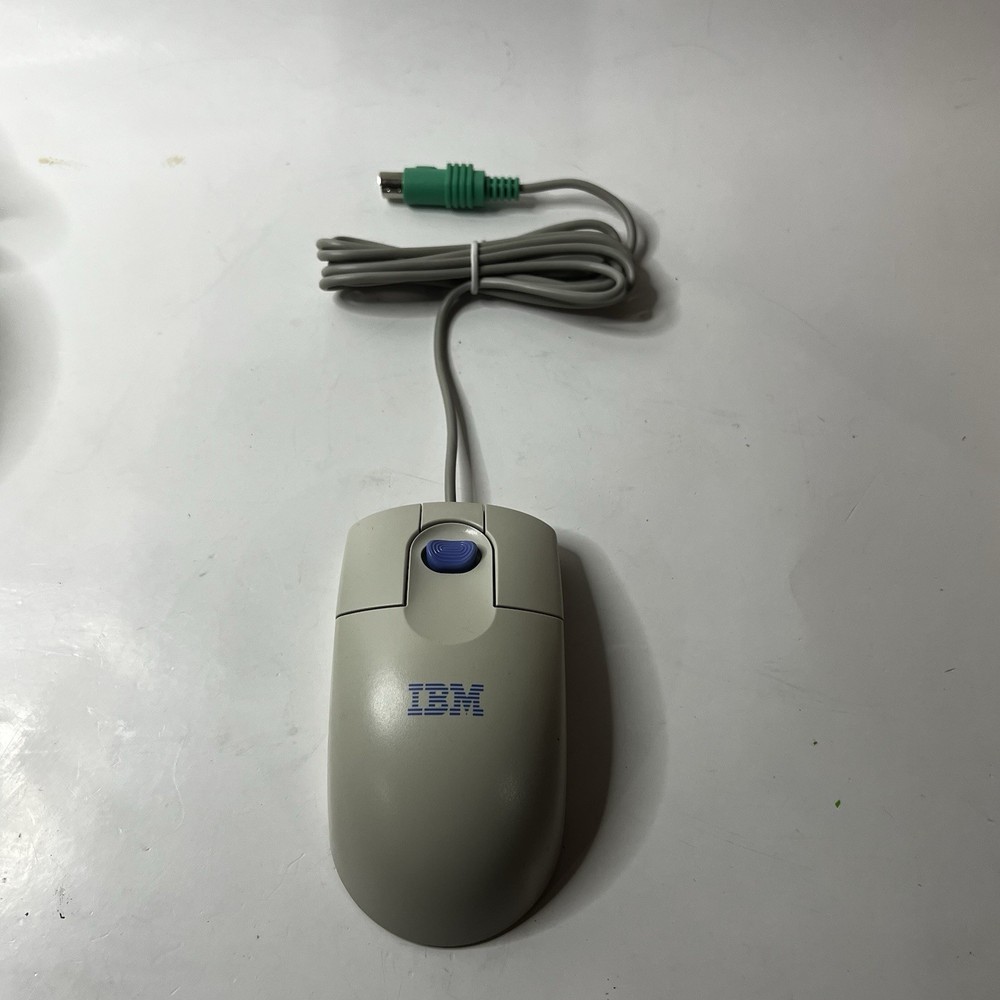 Vintage IBM Mouse MO09K PS/2 ScrollPoint II Ball Retro PC ~ Tan