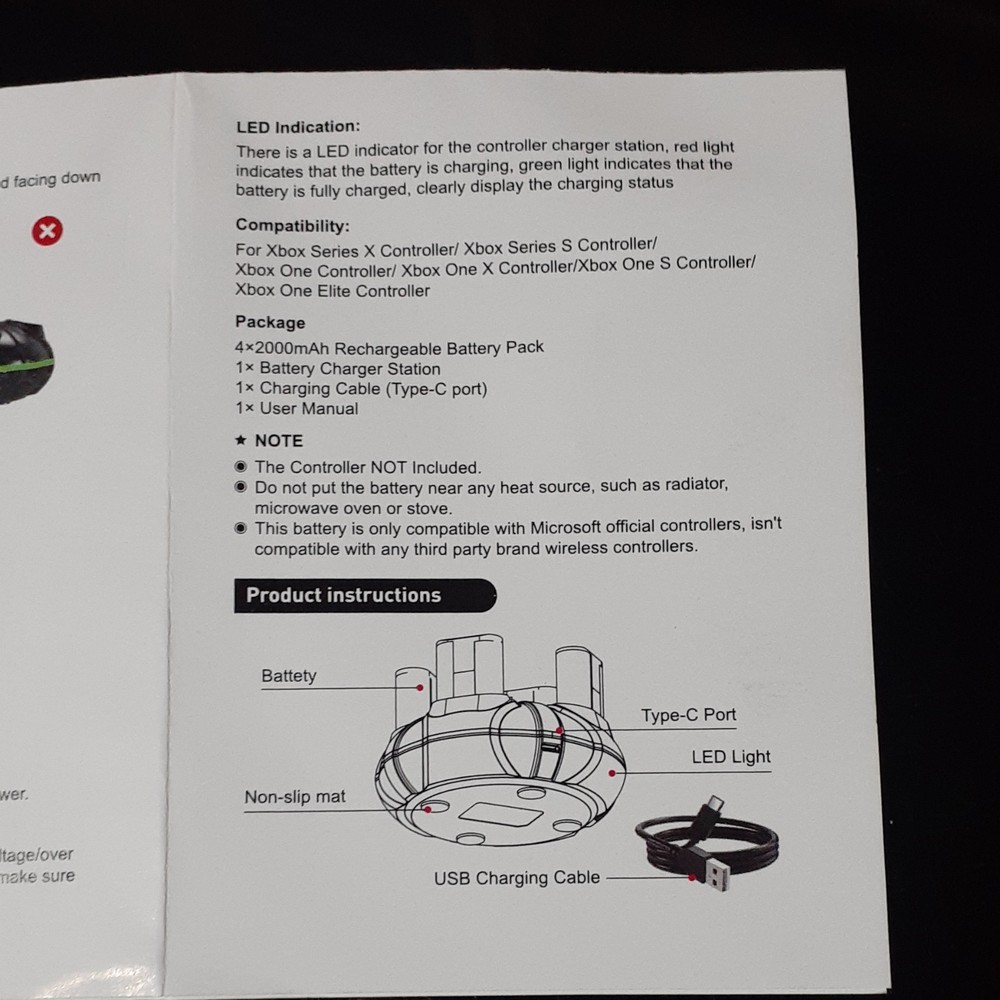 Battery Charging Station for Microsoft Xbox One/X/Elite Battery Controllers.