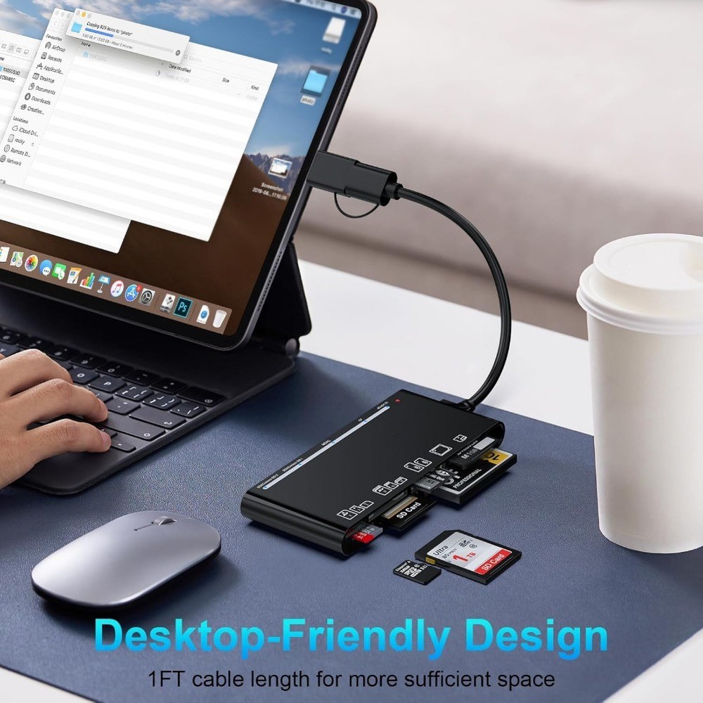 Multi Card Reader 7 in 1 USB C 3.0 5Gbps for SD CF Micro SD XD MS Memory Cards