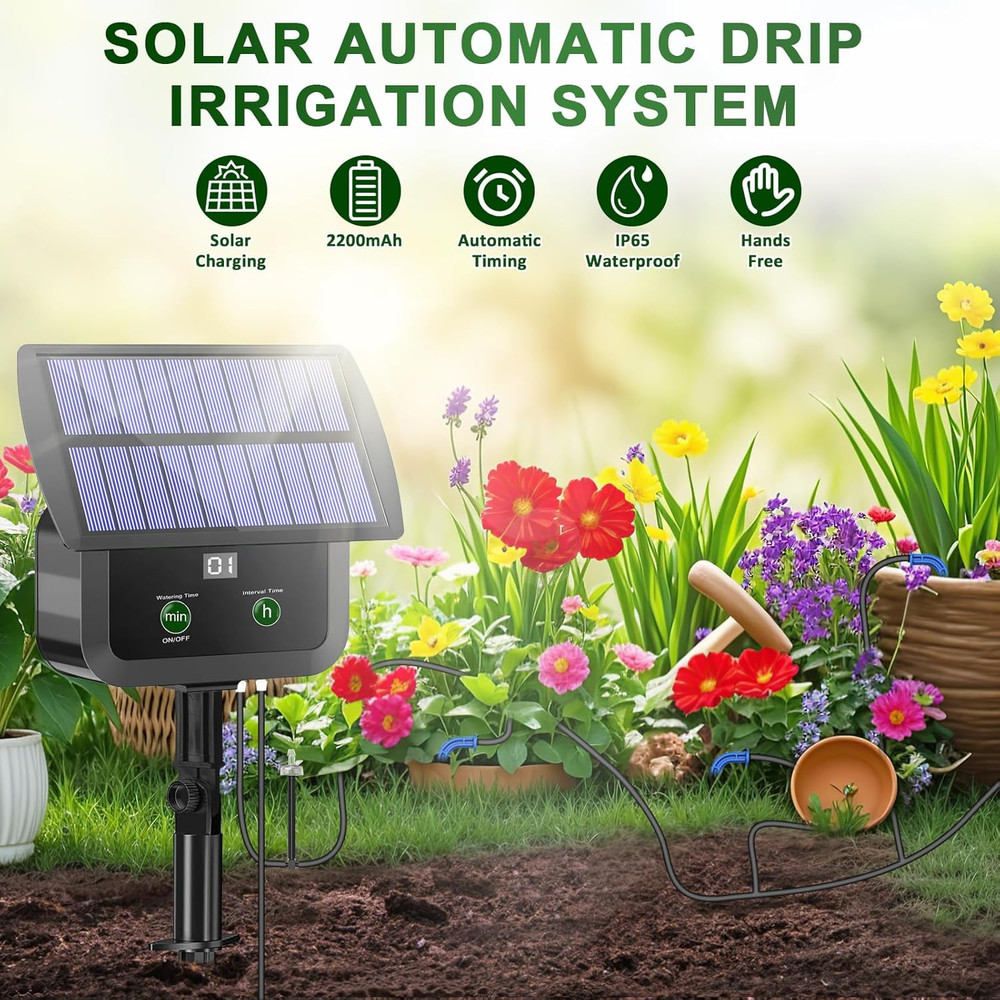 LCD Display Solar Drip Irrigation System Kit, 30 Working Modes & 10 Watering Int