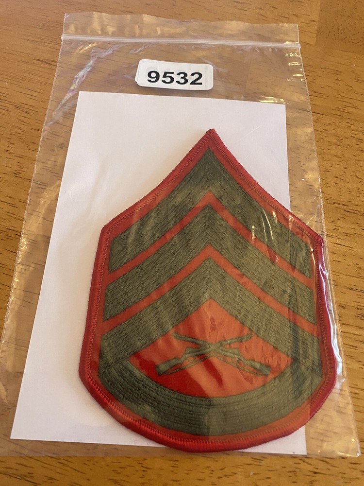 Staff Sergeant USMC Red Green Enlisted Rank Patch INV9532