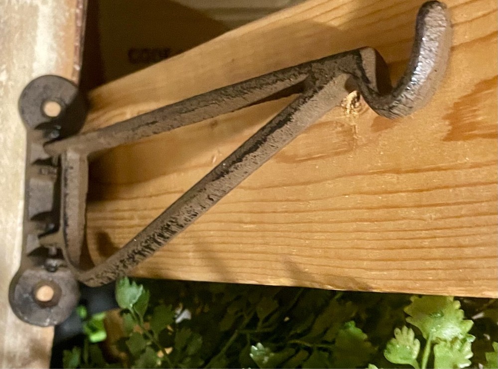 Vintage Cast Iron Wall Mount Pivot Swing Wall Hook Plant Hanger SOLID Metal