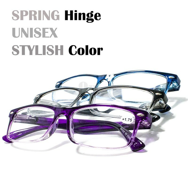 4 Pair Rectangular Spring Hinge Power Reading Reader Glasses For Mens Womens 1-4