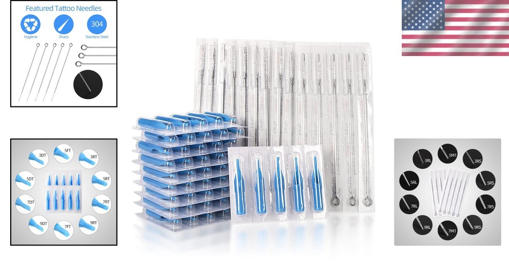 Comprehensive Tattoo Needles Set - 100pcs Assorted, Sterile & Water Resistant