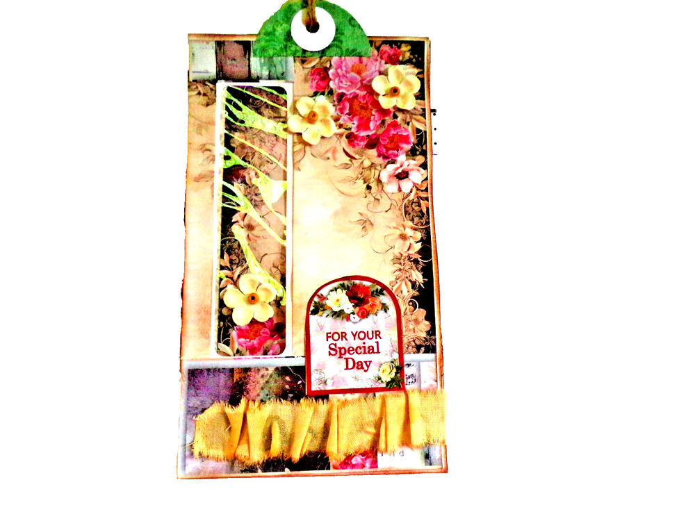 Handcrafted junk journal mega tag or insert
