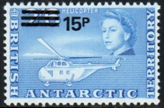 British Antarctic Territory Stamp 36  - Helicopter surcharged