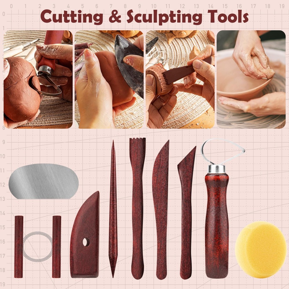 48PCS Pottery Tools Kit for Sculpting, Clay Carving Tools, Ceramic Tools for ...