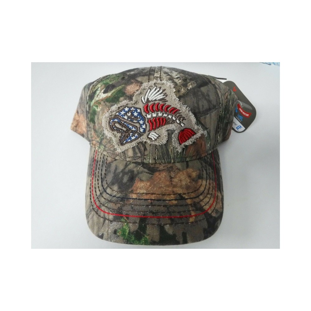 New Authentic Mossy Oak Hat Green Tree Camo/ Americana Fish Bones