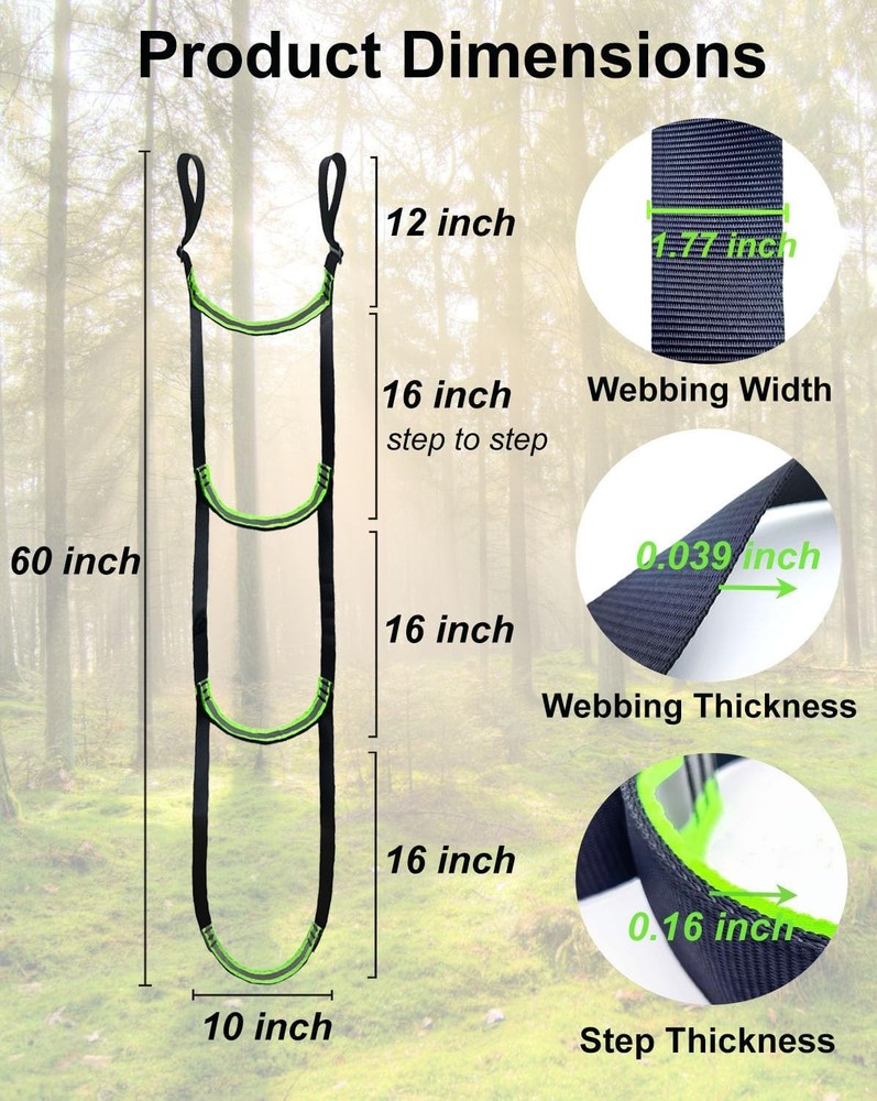 Double-Thickened and Widened 4-Step Climbing Aider for Hunting Tree Steps