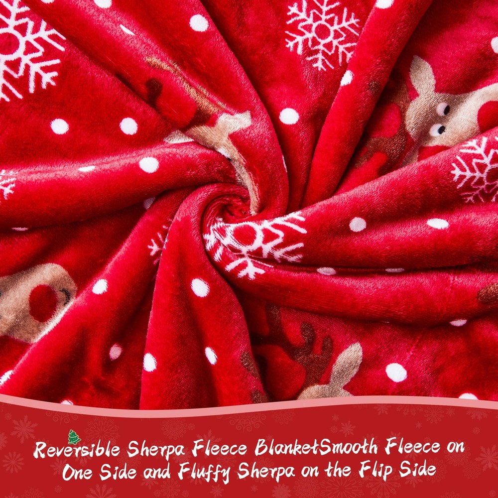 Ramees Christmas Throw Blanket, Decorations Throw, Reindeer