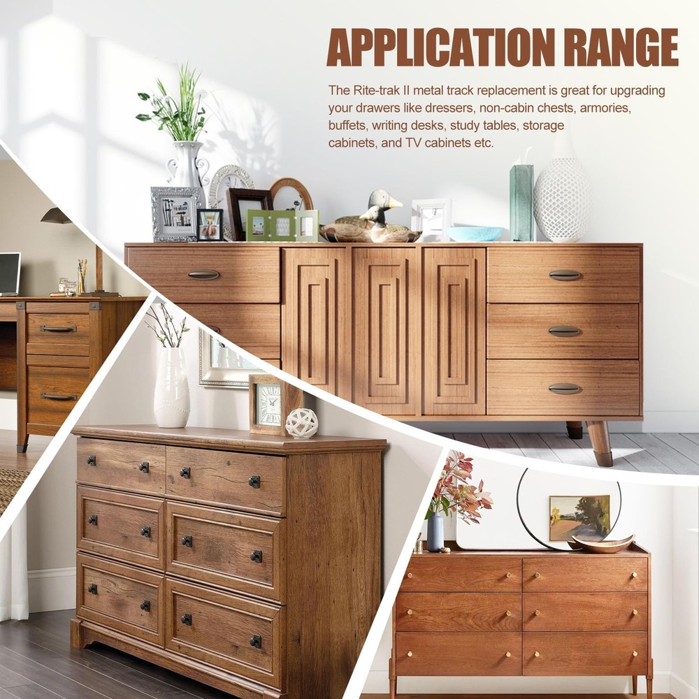 Upgrade Rite-Trak II Replacement 5 Set Drawer Guide Kit, Enhanced Brown