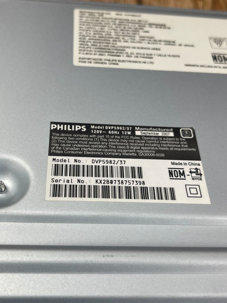 Philips DVP5982 DVD Player