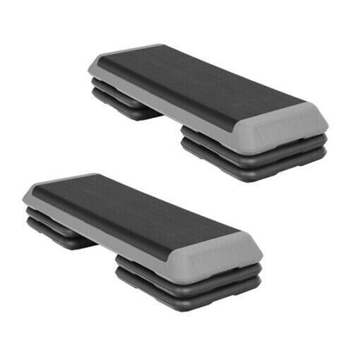 2PCS 43" Indoor Training Exercise Aerobic Stepper Workout Step Storage 4"- 6"- 8