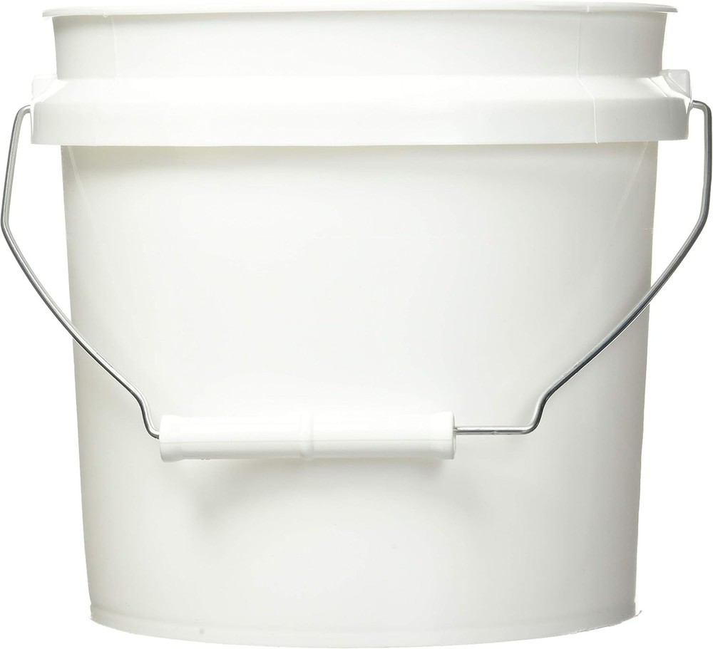 1-Gallon White Plastic Pail - Durable Paint Mixing Container for DIY Projects
