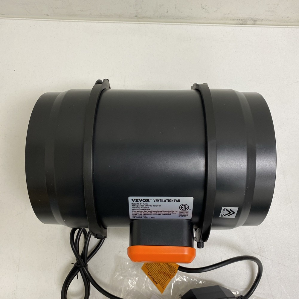 Inline Duct Fan 8 In. 750 CFM with Variable Speed Controller Quiet Ac-Motor Vent