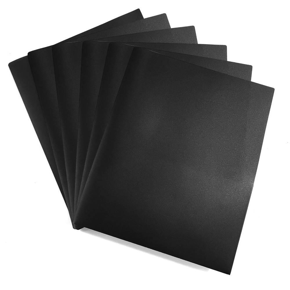 Easykart Plastic Folders with Pockets - (Black, 12 Pack), 2 Pocket Poly Folde...
