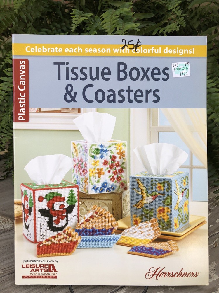 Tissue Box Covers & Coasters Plastic Canvas Pattern Leaflet Book Xmas Halloween