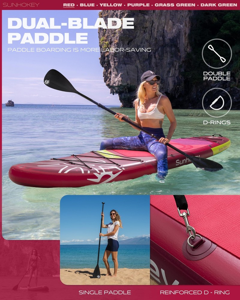 11'×34'' Extra Wide Inflatable Paddle Board with Seam Welded Techno... Fast