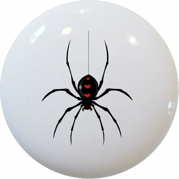 BLACK SPIDER Ceramic Cabinet DRAWER Pull KNOB New