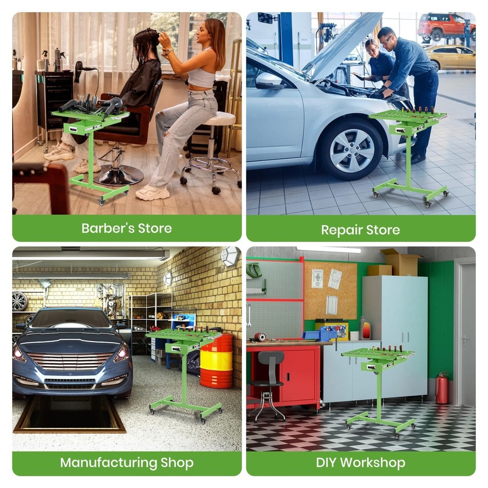 Rolling Work Table Adjustable Height Mobile Workbench w/ Wheels 220LBS