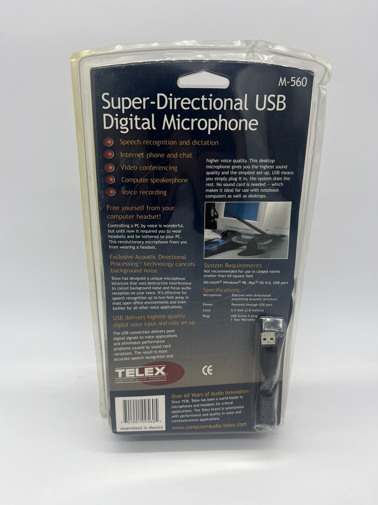 Telex M-560 Super-Directional USB Digtal Microphone, *EK052020*