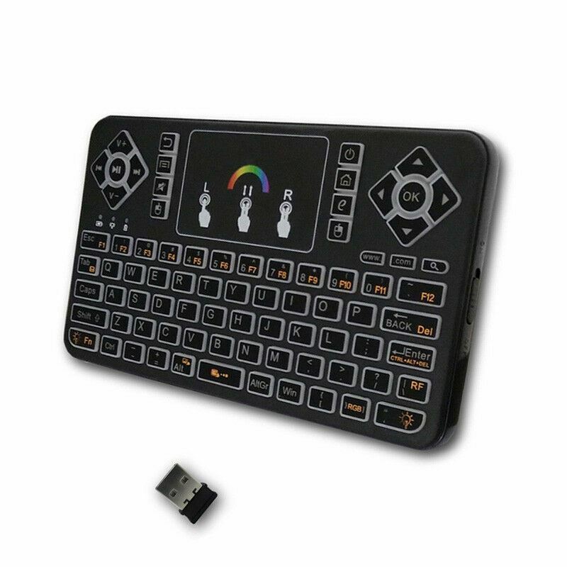 Q9 Mini 7 Color Backlit Handheld USB Wireless Keyboard+Touchpad Remote Control