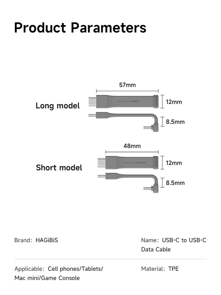 Hagibis Short USB 4 Cable, 240W Charging U-Type C 40Gbps Data Grey