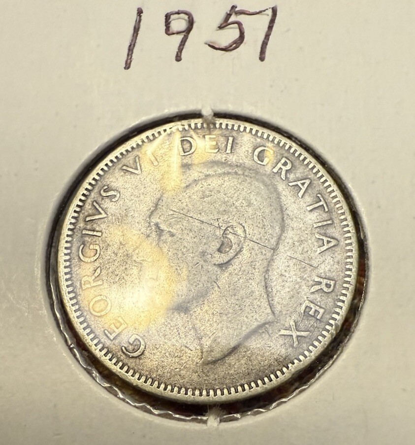 1951 Canada Silver 25 Cents Coin