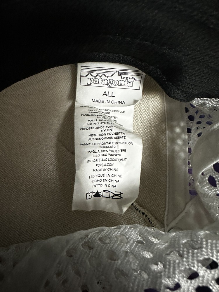 Patagonia Duckbill 5-Panel Cap Mesh Running Cycling Hat Strapback Black White