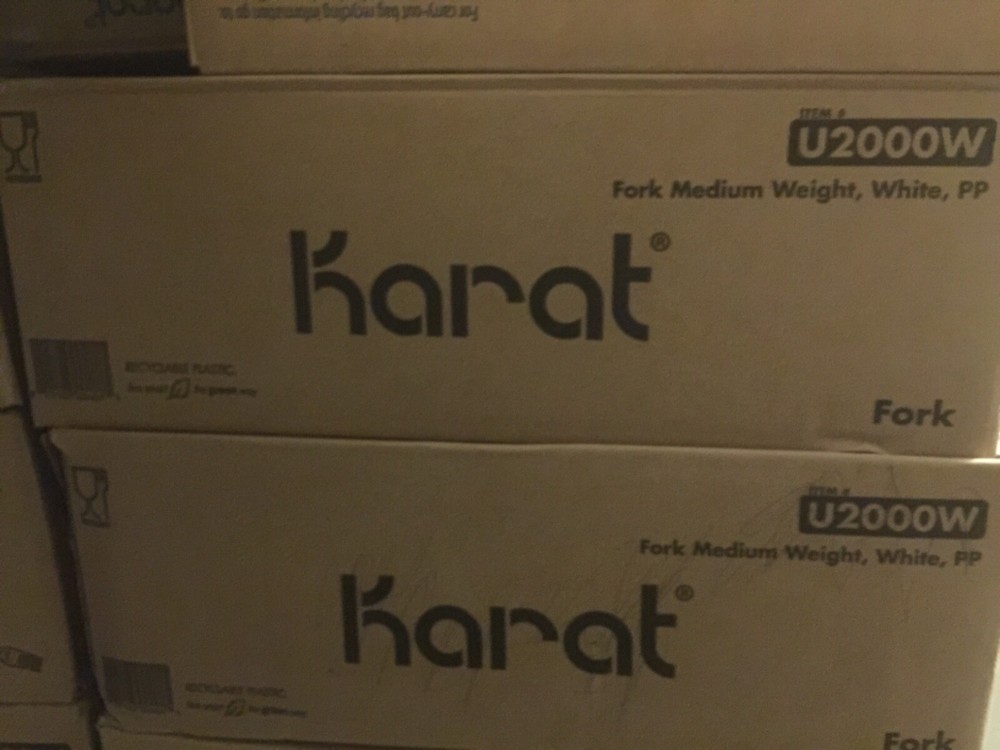 U2000W Karat Medium-Weight Disposable Fork, 5.7" Length, White(Pack...