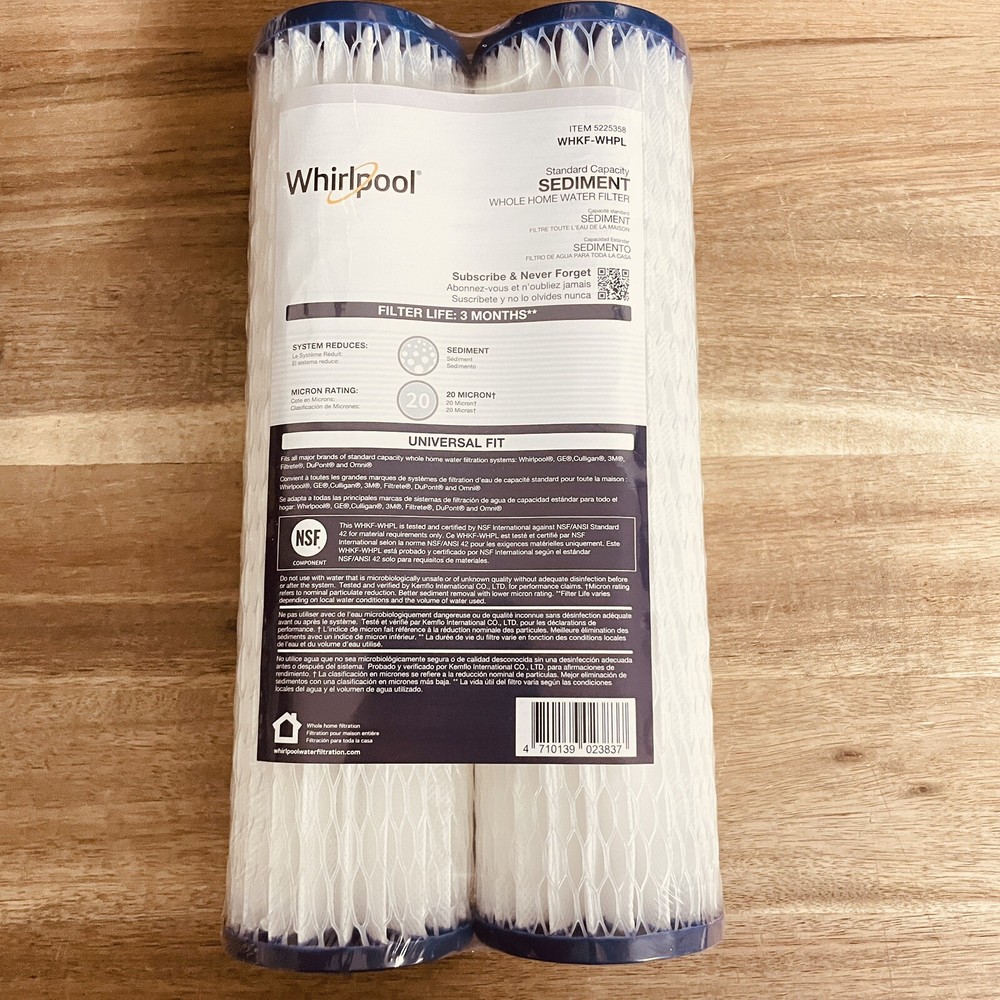 Whirlpool WHKF-WHPL Standard Capacity Whole House Filtration Filter (2 Pack)