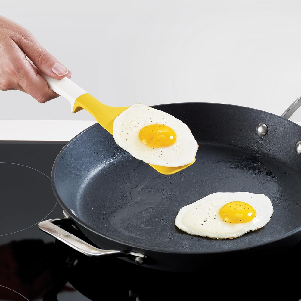 Silicone Elevate Egg Spatula with Integrated Tool Rest, White/Yellow